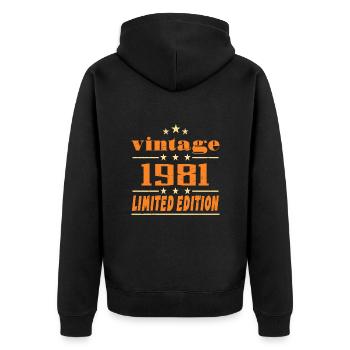 1981 Vintage Retro Birthday Bday Gift 1981 - Veste à capuche bio Premium Unisexe - noir - Dos - Nico (187cm)