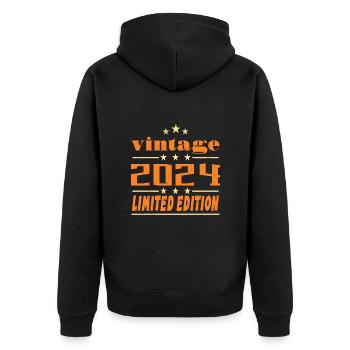 2024 Vintage Retro Birthday Bday Cadeau 2024 - Veste à capuche bio Premium Unisexe - noir - Dos - Nico (187cm)