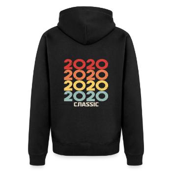 Anniversaire 2020 dans le style vintage classique 2020 - Veste à capuche bio Premium Unisexe - noir - Dos - Nico (187cm)