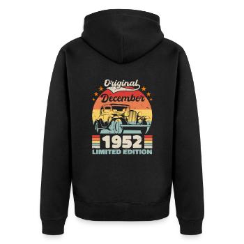 Décembre 1952 Cadeau d’anniversaire Décembre 1952 - Veste à capuche bio Premium Unisexe - noir - Dos - Nico (187cm)