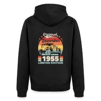 Décembre 1955 Cadeau d’anniversaire Décembre 1955 - Veste à capuche bio Premium Unisexe - noir - Dos - Nico (187cm)