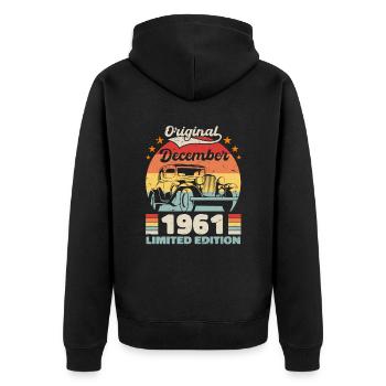 December 1961 Birthday present December 1961 - Unisex Premium Organic Zip Hoodie - black - Back - Nico (187cm)