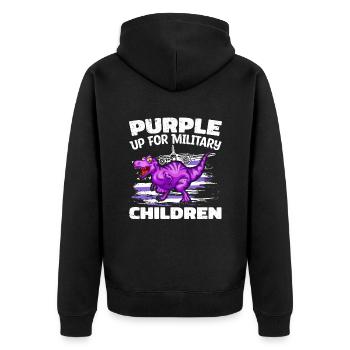 Purple Up für Militärkinder - Purple Up für - Unisex Premium Bio Zip Hoodie - Schwarz - Hinten - Nico (187cm)