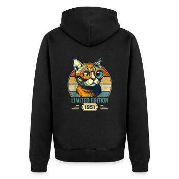 Awesome since 1951 Cat Birthday Gift - Unisex Premium Organic Zip Hoodie - black - Back - Nico (187cm)