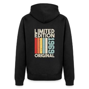 1969 - Limited Edition Birthday Gift 1969 Original - Unisex Premium Bio Zip Hoodie - Schwarz - Hinten - Nico (187cm)