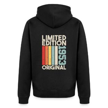 1953 - Limited Edition Birthday Gift 1953 Original - Unisex Premium Bio Zip Hoodie - Schwarz - Hinten - Nico (187cm)