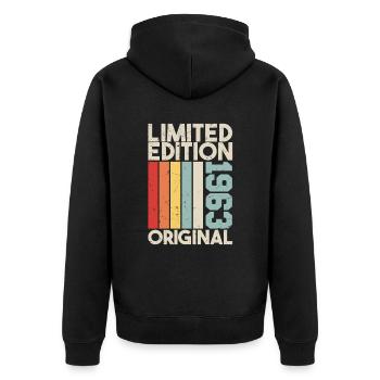 1963 - Limited Edition Birthday Gift 1963 Original - Unisex Premium Bio Zip Hoodie - Schwarz - Hinten - Nico (187cm)
