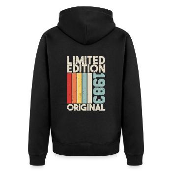 1983 - Limited Edition Birthday Gift 1983 Original - Unisex Premium Bio Zip Hoodie - Schwarz - Hinten - Nico (187cm)