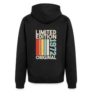 1972 - Limited Edition Birthday Gift 1972 Original - Unisex Premium Bio Zip Hoodie - Schwarz - Hinten - Nico (187cm)