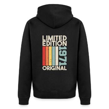 1971 - Limited Edition Birthday Gift 1971 Original - Unisex Premium Bio Zip Hoodie - Schwarz - Hinten - Nico (187cm)