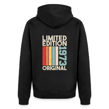 1973 - Limited Edition Birthday Gift 1973 Original - Unisex Premium Bio Zip Hoodie - Schwarz - Hinten - Nico (187cm)