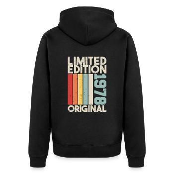 1978 - Limited Edition Birthday Gift 1978 Original - Unisex Premium Bio Zip Hoodie - Schwarz - Hinten - Nico (187cm)