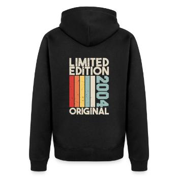 2004 - Limited Edition Birthday Gift 2004 Original - Unisex Premium Bio Zip Hoodie - Schwarz - Hinten - Nico (187cm)