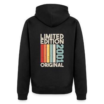 2001 - Limited Edition Birthday Gift 2001 Original - Unisex Premium Bio Zip Hoodie - Schwarz - Hinten - Nico (187cm)
