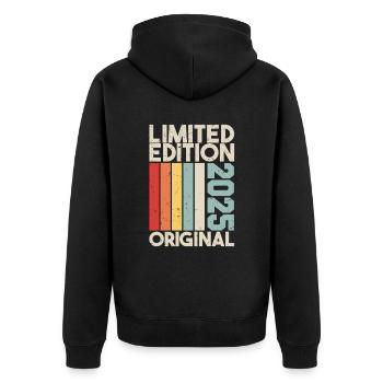 2025 - Limited Edition Birthday Gift 2025 Original - Unisex Premium Bio Zip Hoodie - Schwarz - Hinten - Nico (187cm)