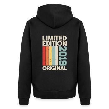 2019 - Limited Edition Birthday Gift 2019 Original - Unisex Premium Bio Zip Hoodie - Schwarz - Hinten - Nico (187cm)