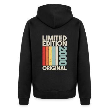 2000 - Limited Edition Birthday Gift 2000 Original - Unisex Premium Bio Zip Hoodie - Schwarz - Hinten - Nico (187cm)
