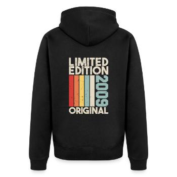 2009 - Limited Edition Birthday Gift 2009 Original - Unisex Premium Bio Zip Hoodie - Schwarz - Hinten - Nico (187cm)