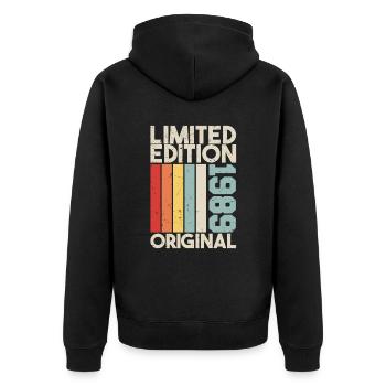 1989 - Limited Edition Birthday Gift 1989 Original - Unisex Premium Bio Zip Hoodie - Schwarz - Hinten - Nico (187cm)