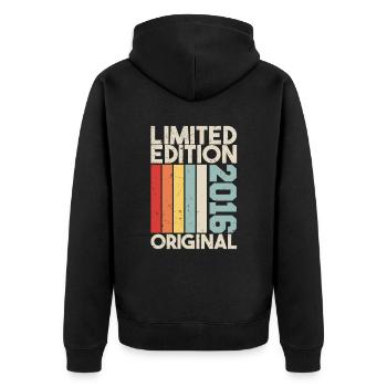 2016 - Limited Edition Birthday Gift 2016 Original - Unisex Premium Bio Zip Hoodie - Schwarz - Hinten - Nico (187cm)