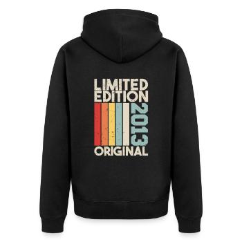 2013 - Limited Edition Birthday Gift 2013 Original - Unisex Premium Bio Zip Hoodie - Schwarz - Hinten - Nico (187cm)