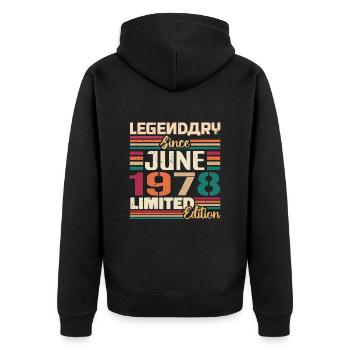 Légendaire Juin 1978 Edition Limitée Juin 1978 - Veste à capuche bio Premium Unisexe - noir - Dos - Nico (187cm)