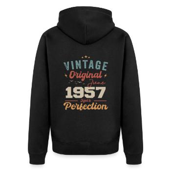 Juin 1957 Vieilli à la perfection Juin 1957 millésime - Veste à capuche bio Premium Unisexe - noir - Dos - Nico (187cm)