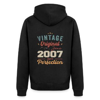 June 2007 Aged to Perfection June 2007 vintage - Unisex Premium Organic Zip Hoodie - black - Back - Nico (187cm)