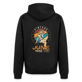 Vintage 1952 - Born In June 1952 - Unisex Premium Organic Zip Hoodie - black - Back - Nico (187cm)