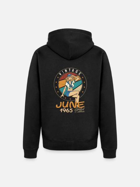 Vintage 1965 - Born In June 1965 - Unisex Premium Organic Zip Hoodie - black