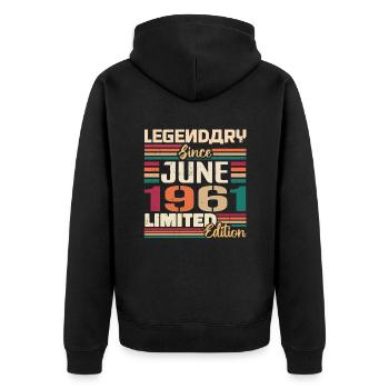 Légendaire Juin 1961 Edition Limitée Juin 1961 - Veste à capuche bio Premium Unisexe - noir - Dos - Nico (187cm)