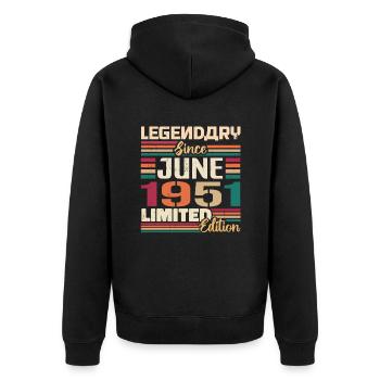 Légendaire Juin 1951 Edition Limitée Juin 1951 - Veste à capuche bio Premium Unisexe - noir - Dos - Nico (187cm)