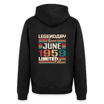 Legendary June 1959 Limited Edition June 1959 - Unisex Premium Organic Zip Hoodie - black - Back - Nico (187cm)