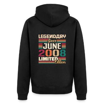 Legendary June 2008 Limited Edition June 2008 - Unisex Premium Organic Zip Hoodie - black - Back - Nico (187cm)