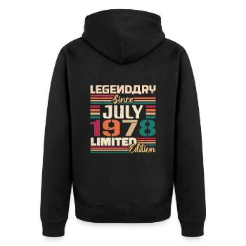 July 1978 Anniversary July 1978 July Year - Unisex Premium Organic Zip Hoodie - black - Back - Nico (187cm)