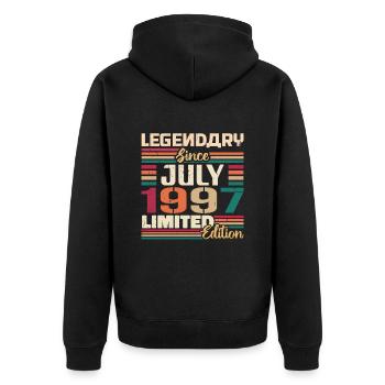 July 1997 Anniversary July 1997 July Year - Unisex Premium Organic Zip Hoodie - black - Back - Nico (187cm)