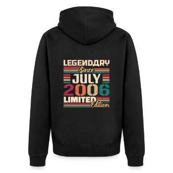 Juli 2006 Jahrestag Juli 2006 Juli Jahrgang - Unisex Premium Bio Zip Hoodie - Schwarz - Hinten - Nico (187cm)