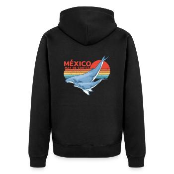 Buckelwale Mexiko - Unisex Premium Bio Zip Hoodie - Schwarz - Hinten - Nico (187cm)