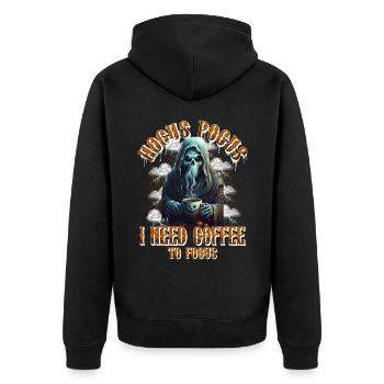 Halloween Coffee Cat Funny - Unisex Premium Organic Zip Hoodie - black - Back - Nico (187cm)