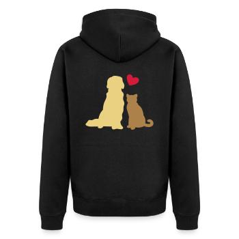 Amis pour toujours - chien et chat - cadeau coeur - Veste à capuche bio Premium Unisexe - noir - Dos - Nico (187cm)