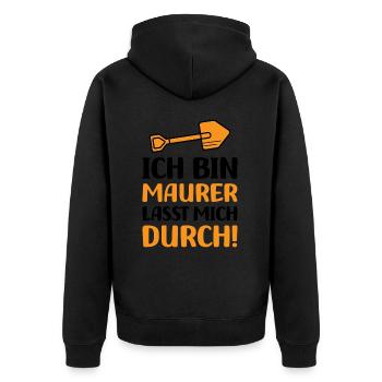 Ich bin Maurer lasst mich durch - Unisex Premium Bio Zip Hoodie - Schwarz - Hinten - Nico (187cm)