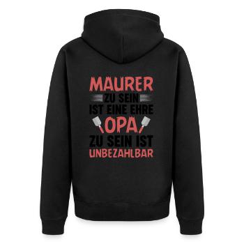 Maurer Lustige Sprüche Opa Großvater - Unisex Premium Bio Zip Hoodie - Schwarz - Hinten - Nico (187cm)