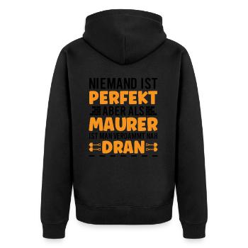 Maurer Lustige Sprüche - Unisex Premium Bio Zip Hoodie - Schwarz - Hinten - Nico (187cm)