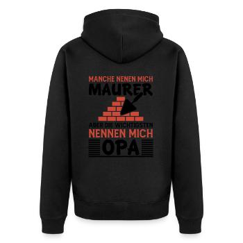 Maurer Lustige Sprüche - Unisex Premium Bio Zip Hoodie - Schwarz - Hinten - Nico (187cm)