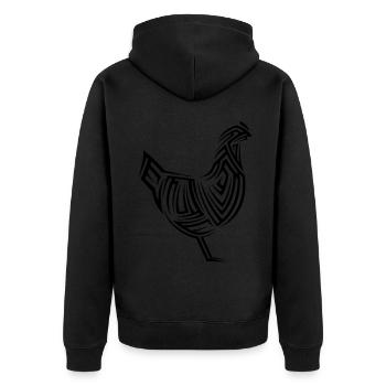 Huhn Tribal Tattoo - Unisex Premium Bio Zip Hoodie - Schwarz - Hinten - Nico (187cm)