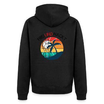 Frei und Nackt - Unisex Premium Bio Zip Hoodie - Schwarz - Hinten - Nico (187cm)