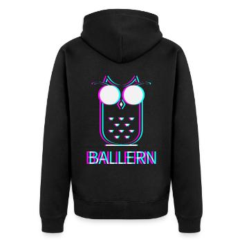 Ballern Techno Raver Electro Rave Musik Club - Unisex Premium Bio Zip Hoodie - Schwarz - Hinten - Nico (187cm)