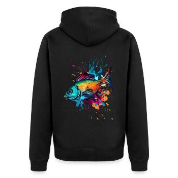 Poisson coloré - Veste à capuche bio Premium Unisexe - noir - Dos - Nico (187cm)