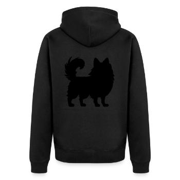 Pomeranian Zwergspitz - Unisex Premium Bio Zip Hoodie - Schwarz - Hinten - Nico (187cm)