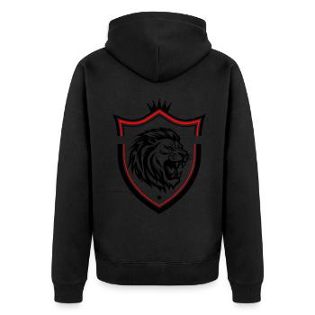 Löwe Symbol Kopf Schild - Unisex Premium Bio Zip Hoodie - Schwarz - Hinten - Nico (187cm)